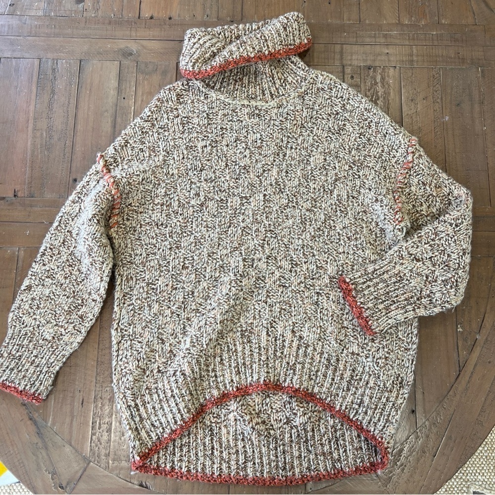 Free People Echo Pullover Sweater in Cream  Women’s XS Knit Oversized Turtleneck - Picture 2 of 10
